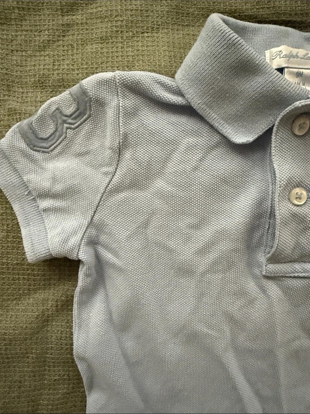 Ralph Lauren Baby Polo Romper in Pale Blue